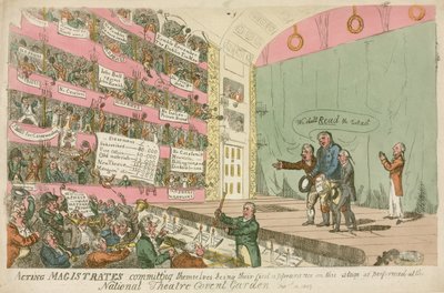 Les magistrats en action se commettant eux-mêmes, leur première apparition au Théâtre National de Covent Garden, 1809 - James Gillray